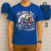 Oh What Fun It Is To Ride Motorcycle Biker Santa Xmas Gift T-Shirt thumb 6