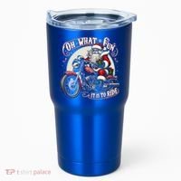 Oh What Fun It Is To Ride Motorcycle Biker Santa Xmas Gift Tumbler thumb 0
