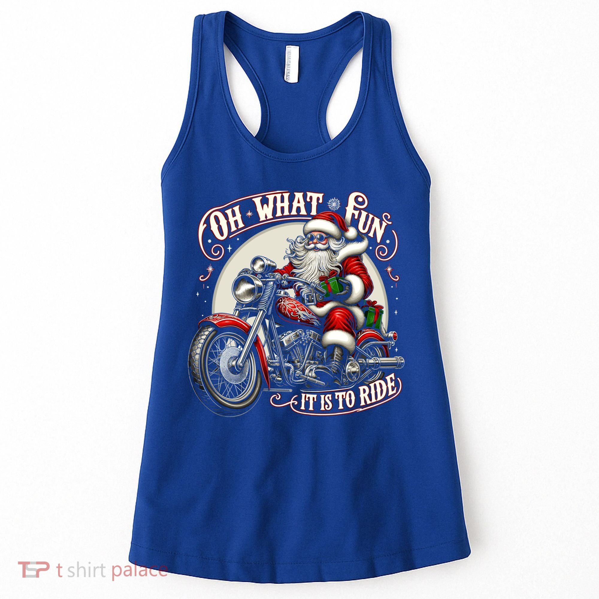 Oh What Fun It Is To Ride Motorcycle Biker Santa Xmas Gift Women's Tank Top
