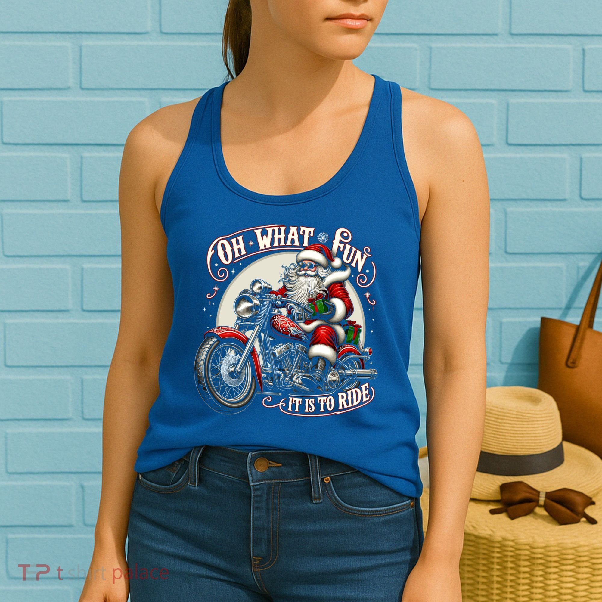 Oh What Fun It Is To Ride Motorcycle Biker Santa Xmas Gift Women's Tank Top