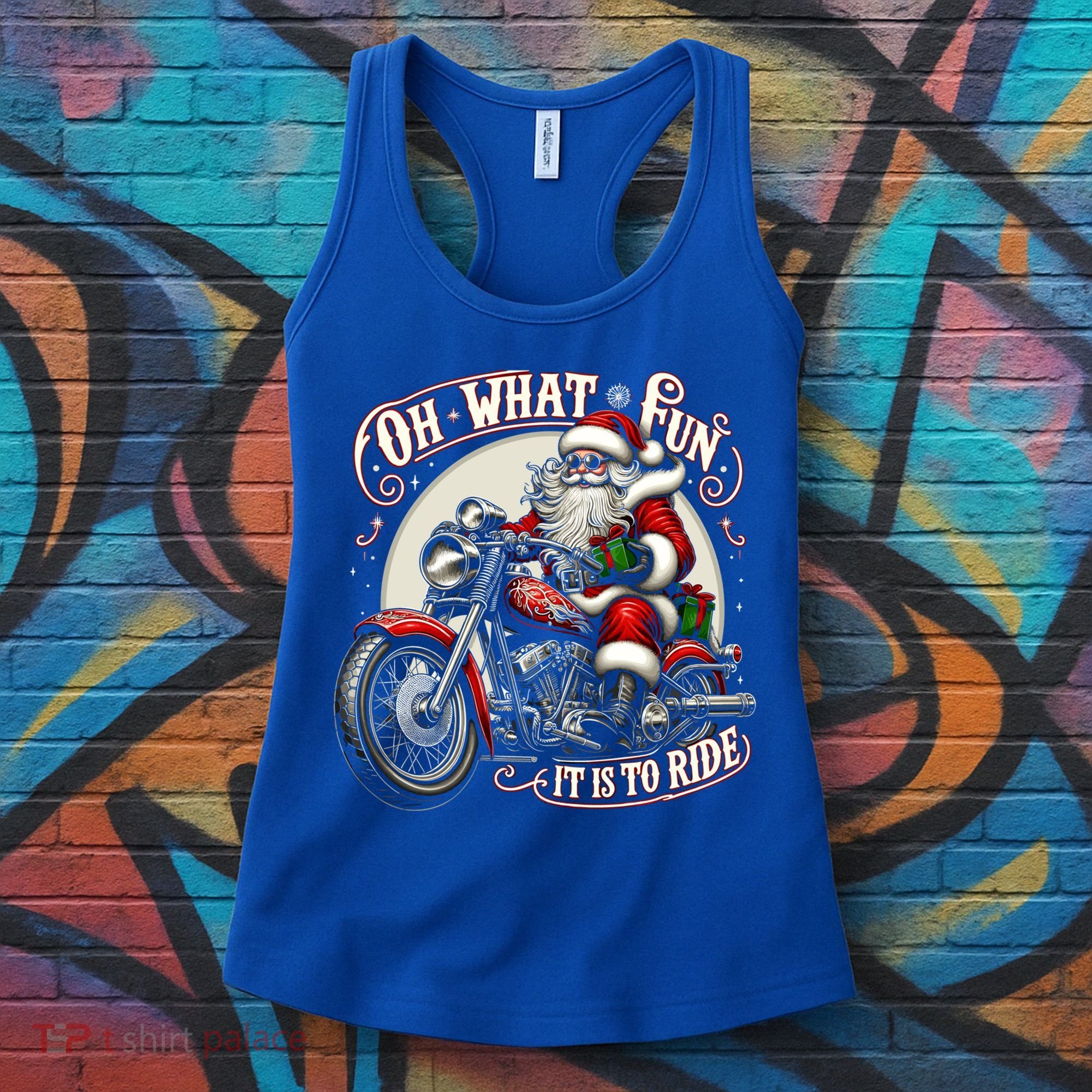 Oh What Fun It Is To Ride Motorcycle Biker Santa Xmas Gift Women's Tank Top