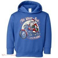 Oh What Fun It Is To Ride Motorcycle Biker Santa Xmas Gift Toddler Hoodie thumb 0