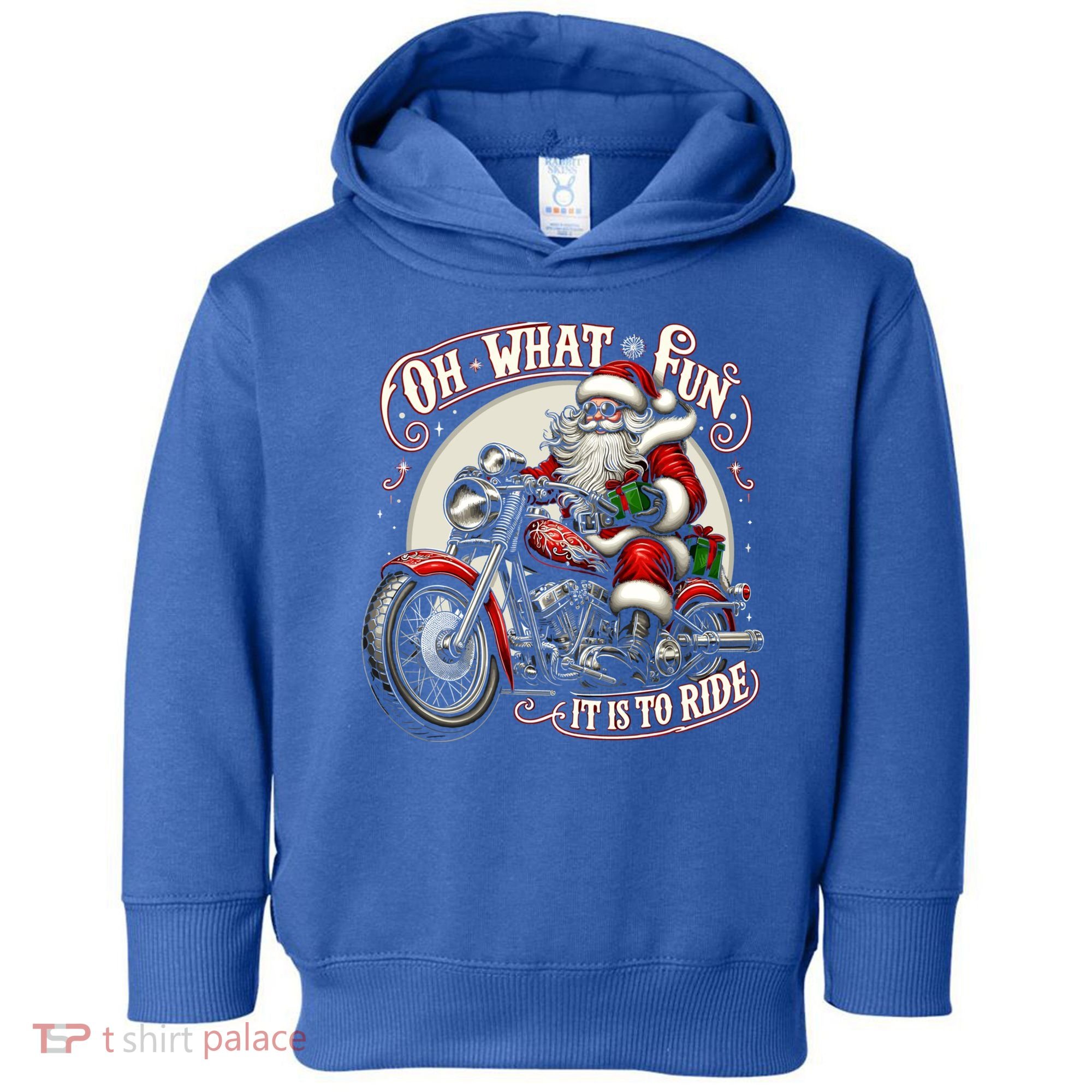 Oh What Fun It Is To Ride Motorcycle Biker Santa Xmas Gift Toddler Hoodie