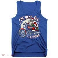 Oh What Fun It Is To Ride Motorcycle Biker Santa Xmas Gift Tank Top thumb 0