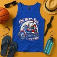 Oh What Fun It Is To Ride Motorcycle Biker Santa Xmas Gift Tank Top thumb 4