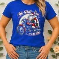 Oh What Fun It Is To Ride Motorcycle Biker Santa Xmas Gift Women's T-Shirt thumb 2