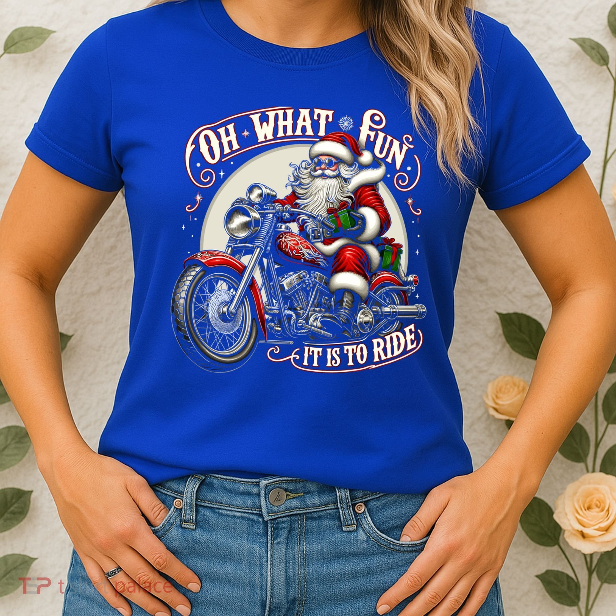 Oh What Fun It Is To Ride Motorcycle Biker Santa Xmas Gift Women's T-Shirt