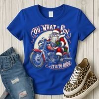 Oh What Fun It Is To Ride Motorcycle Biker Santa Xmas Gift Women's T-Shirt thumb 3