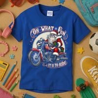 Oh What Fun It Is To Ride Motorcycle Biker Santa Xmas Gift Kids T-Shirt thumb 3