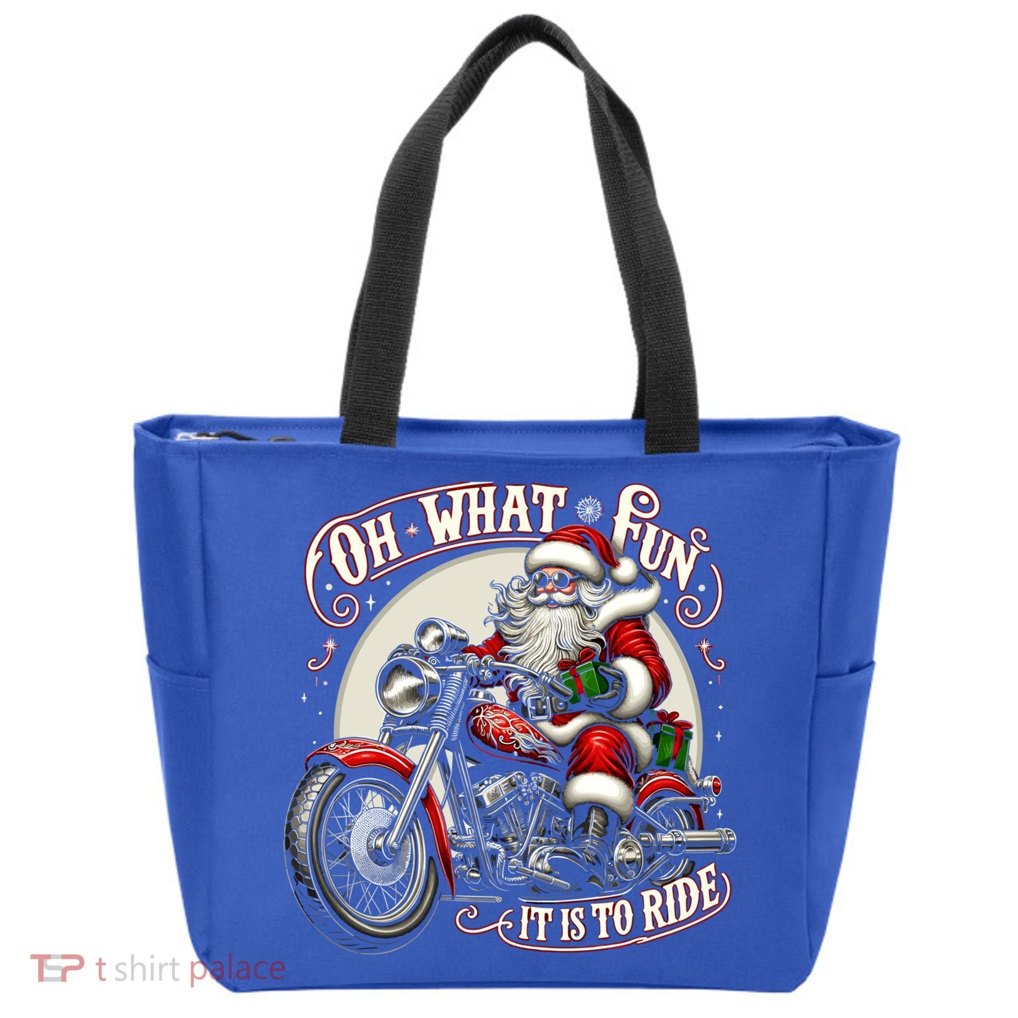 Oh What Fun It Is To Ride Motorcycle Biker Santa Xmas Gift Tote Bag