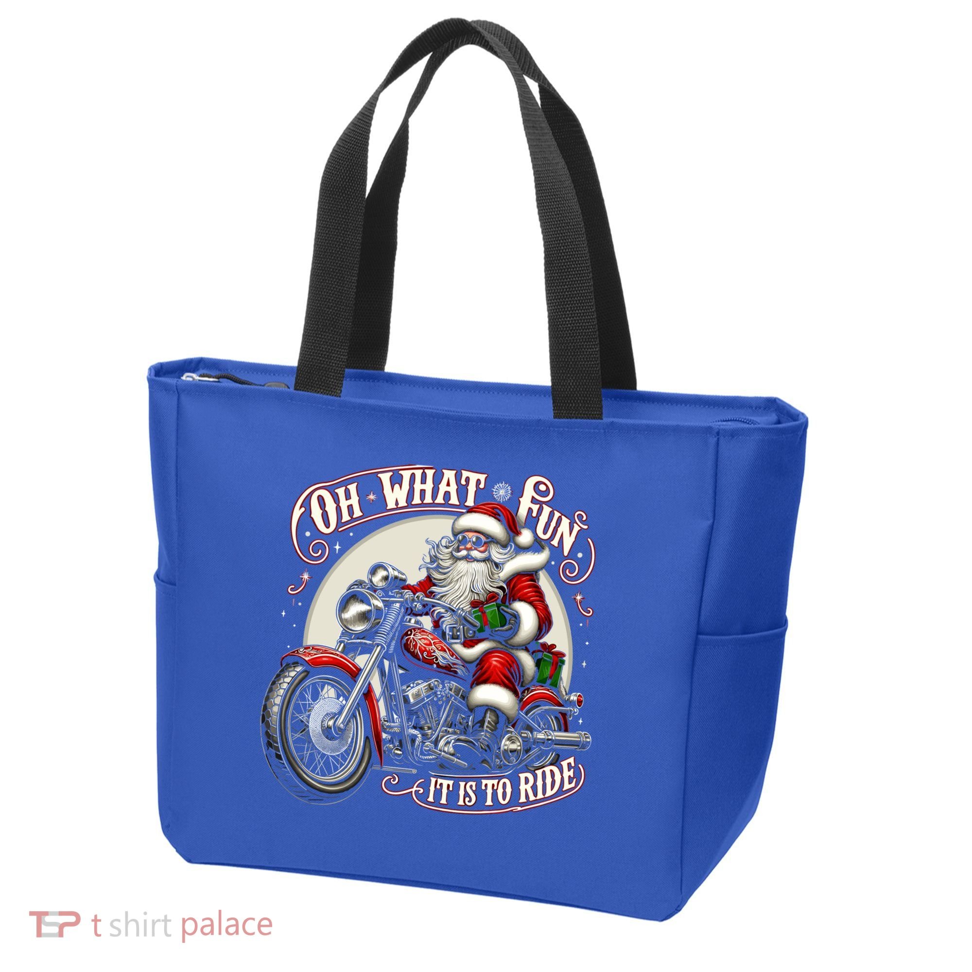 Oh What Fun It Is To Ride Motorcycle Biker Santa Xmas Gift Tote Bag