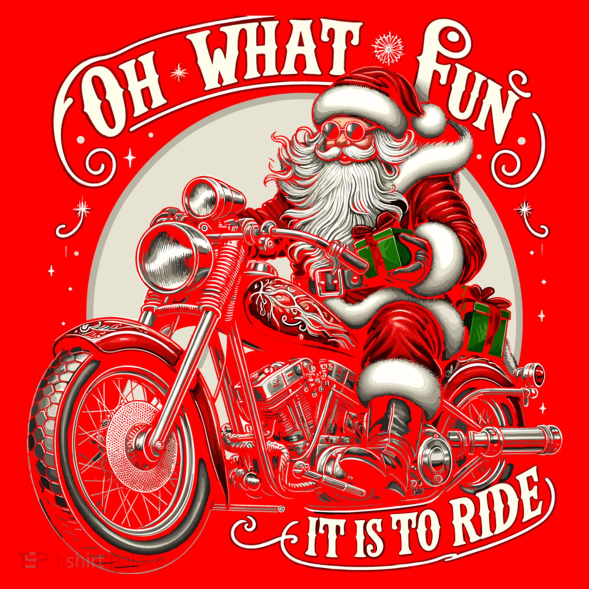 Oh What Fun It Is To Ride Motorcycle Biker Santa Xmas Gift Santa Hat