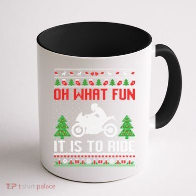 Oh What Fun It Is To Ride Motorcycle Ugly Christmas Funny Gift Coffee Mug back