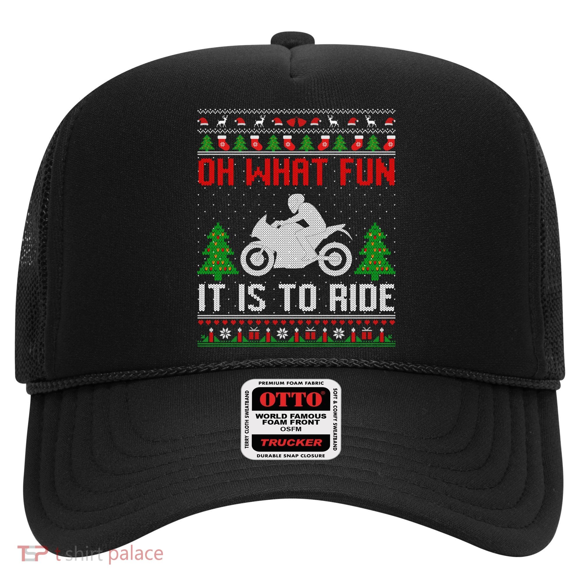 Oh What Fun It Is To Ride Motorcycle Ugly Christmas Funny Gift Hat