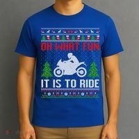 Oh What Fun It Is To Ride Motorcycle Ugly Christmas Funny Gift T-Shirt thumb 3