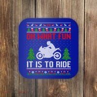 Oh What Fun It Is To Ride Motorcycle Ugly Christmas Funny Gift Coaster thumb 0