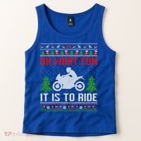 Oh What Fun It Is To Ride Motorcycle Ugly Christmas Funny Gift Tank Top thumb 2