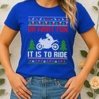 Oh What Fun It Is To Ride Motorcycle Ugly Christmas Funny Gift Women's T-Shirt thumb 2