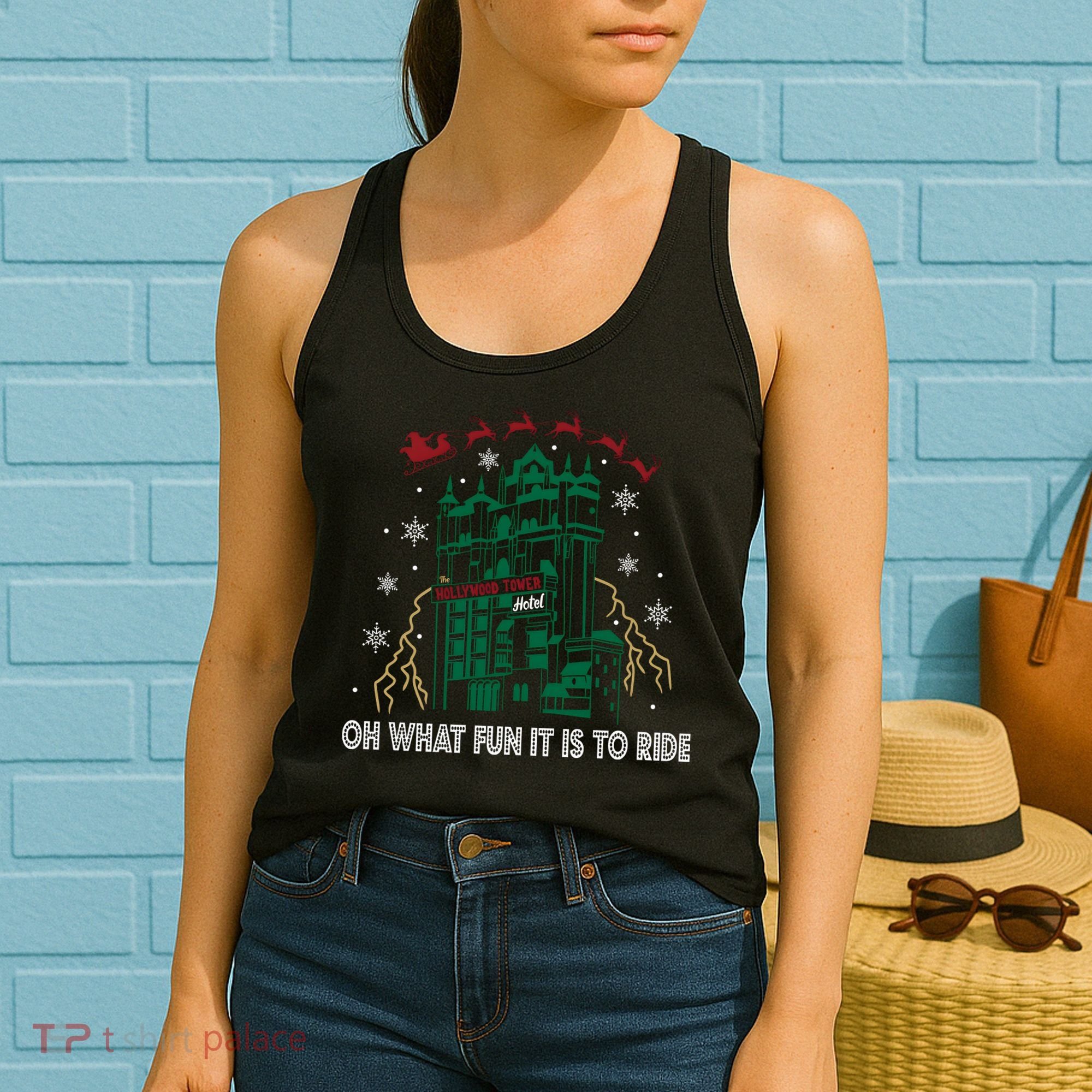 Oh What Fun It Is To Ride Tower Of Terror Christmas Women's Tank Top