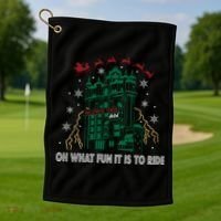 Oh What Fun It Is To Ride Tower Of Terror Christmas Golf Towel thumb 1