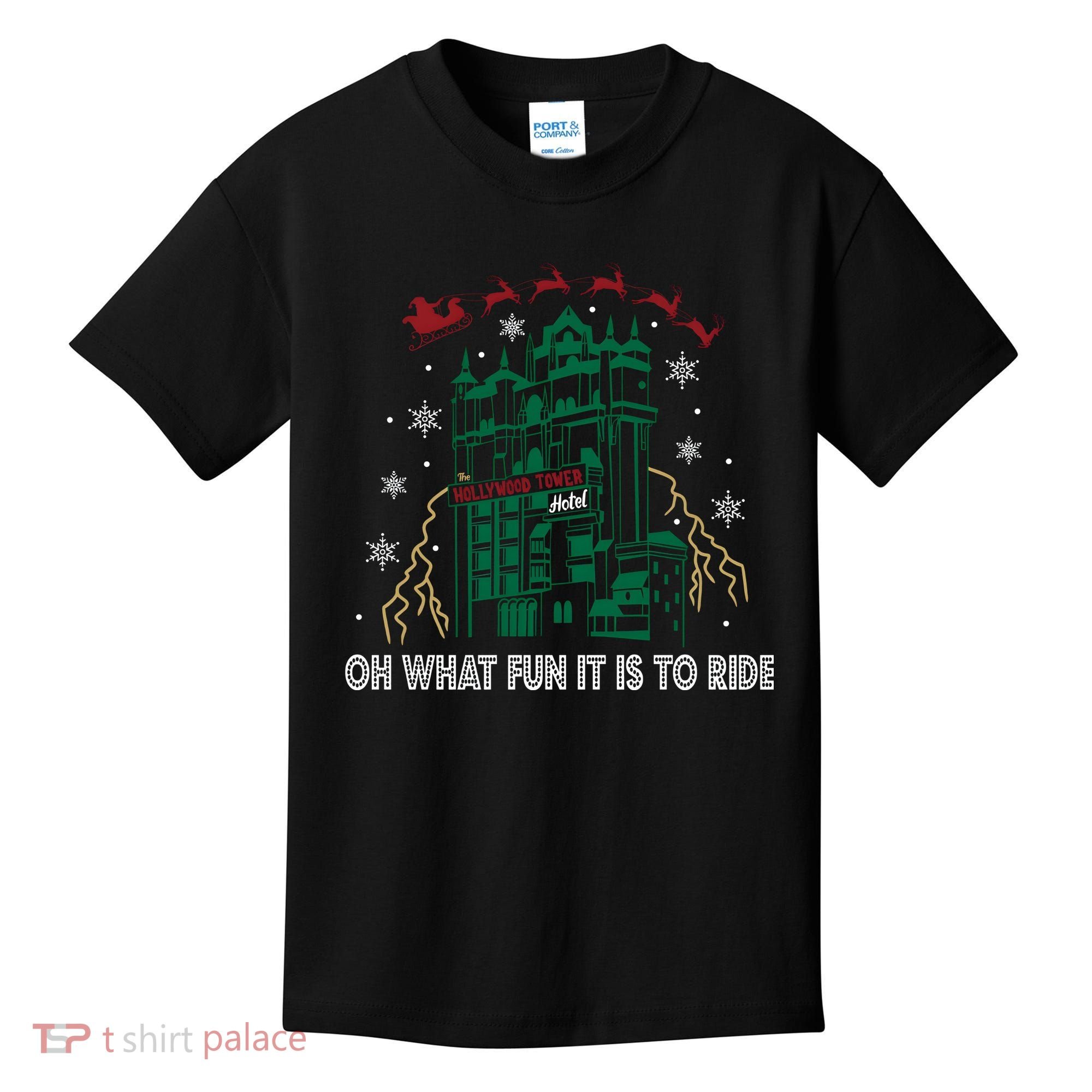 Oh What Fun It Is To Ride Tower Of Terror Christmas Kids T-Shirt