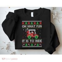 Oh What Fun It Is To Ride Golf Ugly Christmas Xmas Sweatshirt thumb 2