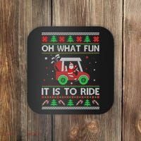 Oh What Fun It Is To Ride Golf Ugly Christmas Xmas Coaster thumb 0