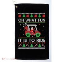 Oh What Fun It Is To Ride Golf Ugly Christmas Xmas Golf Towel thumb 0