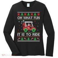 Oh What Fun It Is To Ride Golf Ugly Christmas Xmas Women's Long Sleeve Shirt thumb 0