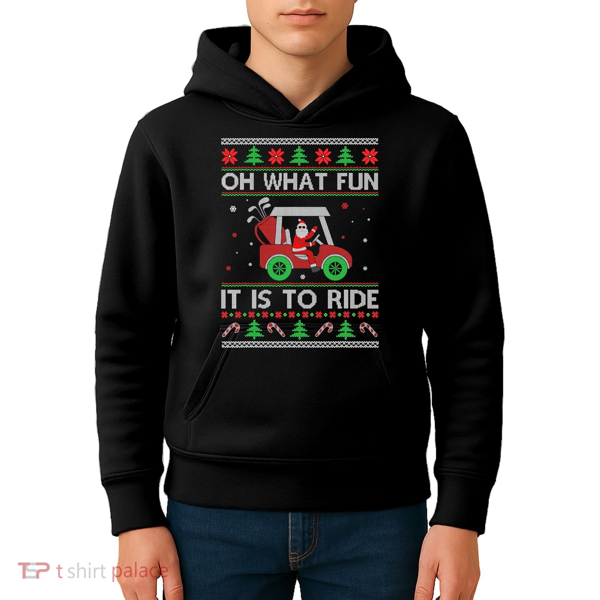 Oh What Fun It Is To Ride Golf Ugly Christmas Xmas Kids Hoodie