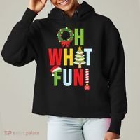 Oh What Fun Christmas With Wreath And Tree Ladies Heavyweight Boxy Pullover Hoodie thumb 0