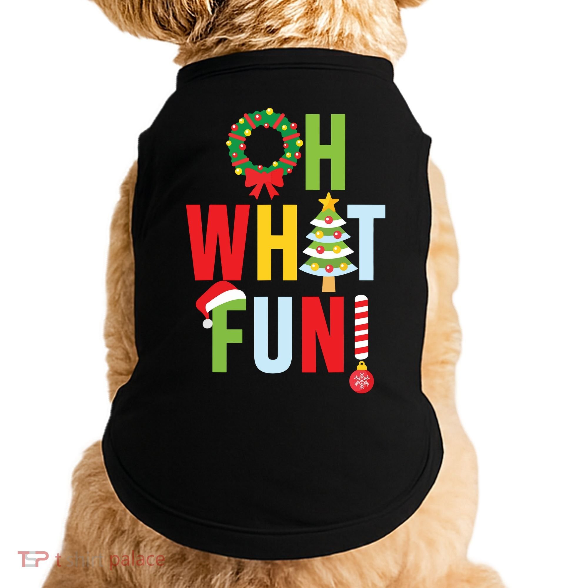 Oh What Fun Christmas With Wreath And Tree Doggie Tank