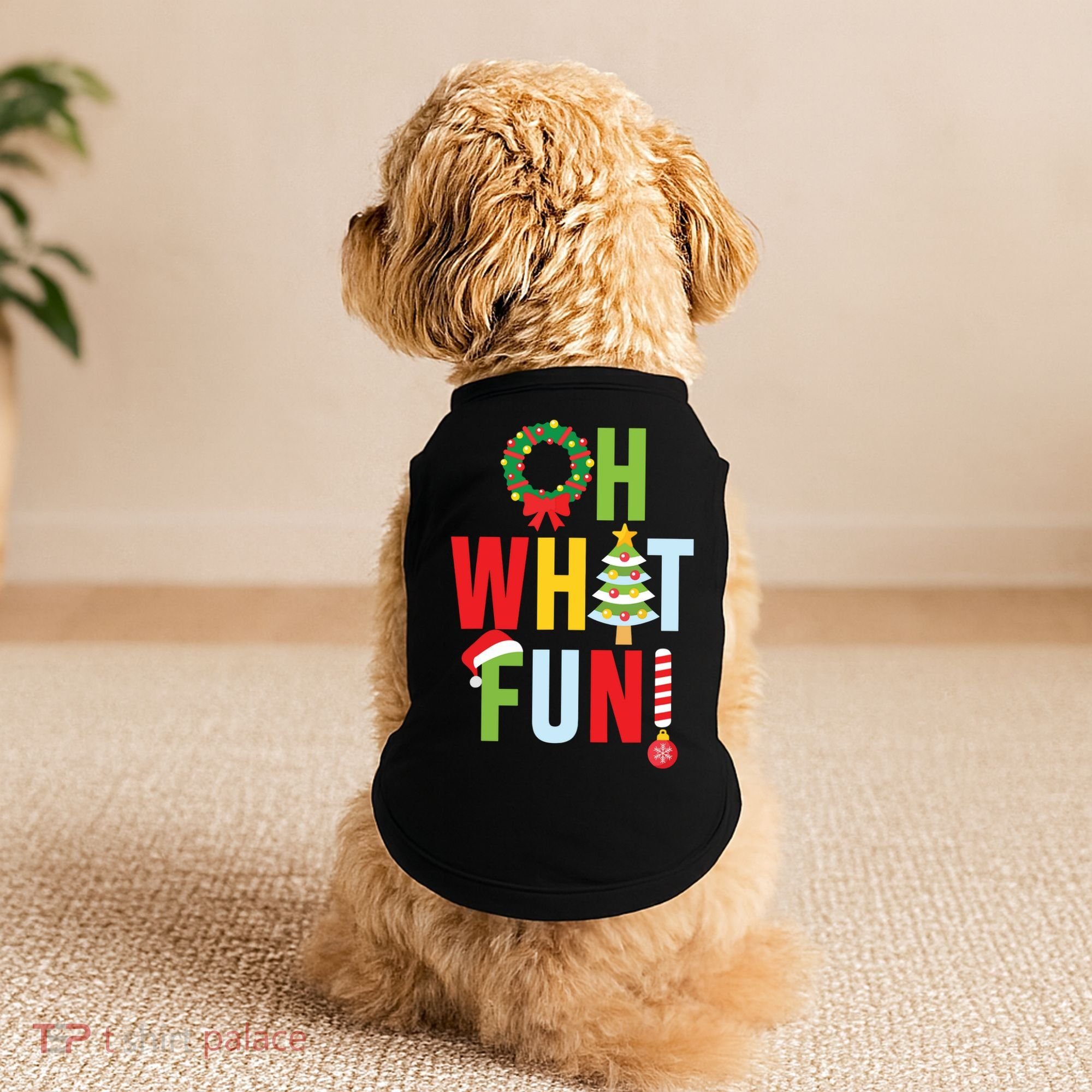 Oh What Fun Christmas With Wreath And Tree Doggie Tank
