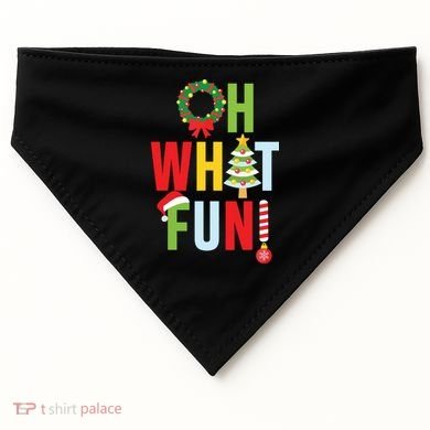 Oh What Fun Christmas With Wreath And Tree USA-Made Doggie Bandana