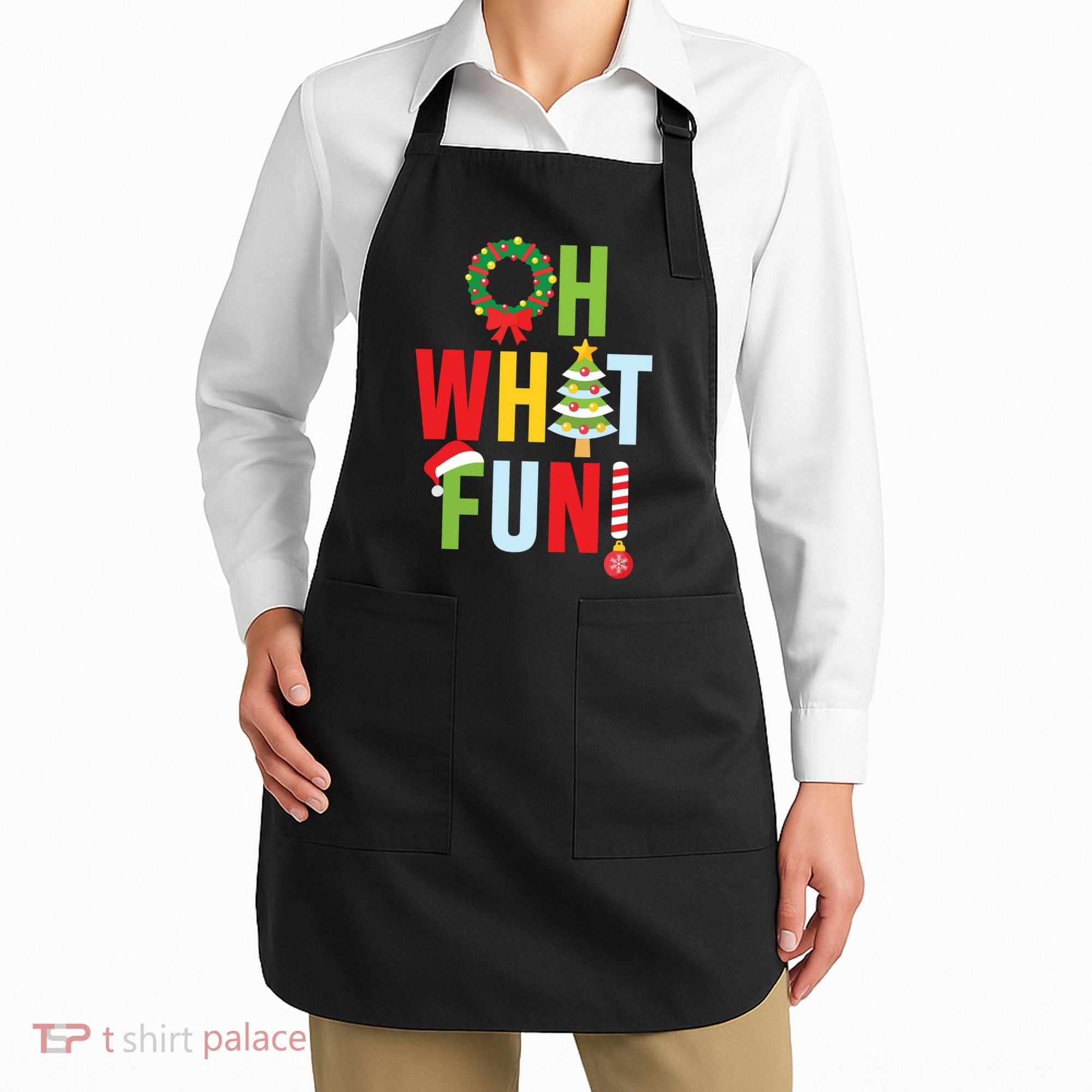 Oh What Fun Christmas With Wreath And Tree Apron
