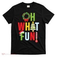 Oh What Fun Christmas With Wreath And Tree T-Shirt thumb 0