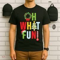 Oh What Fun Christmas With Wreath And Tree T-Shirt thumb 6