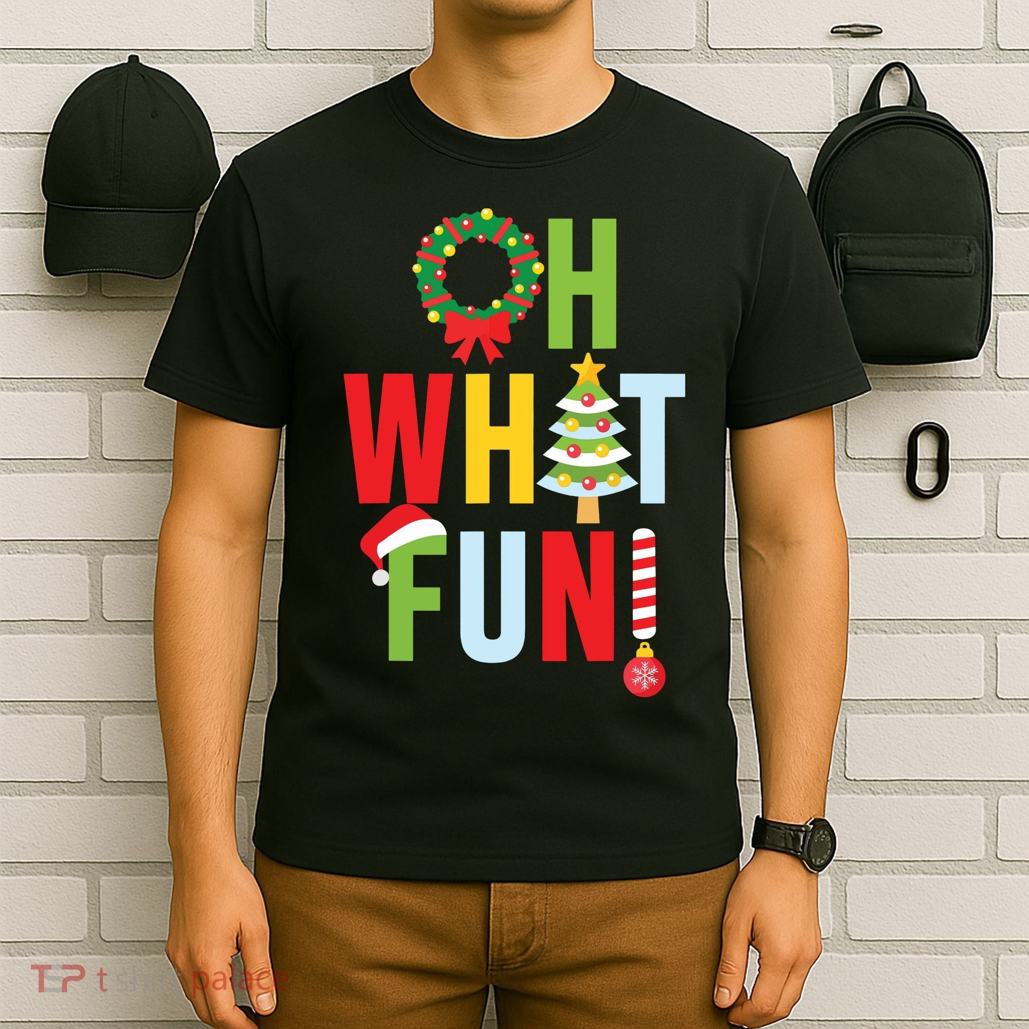 Oh What Fun Christmas With Wreath And Tree T-Shirt