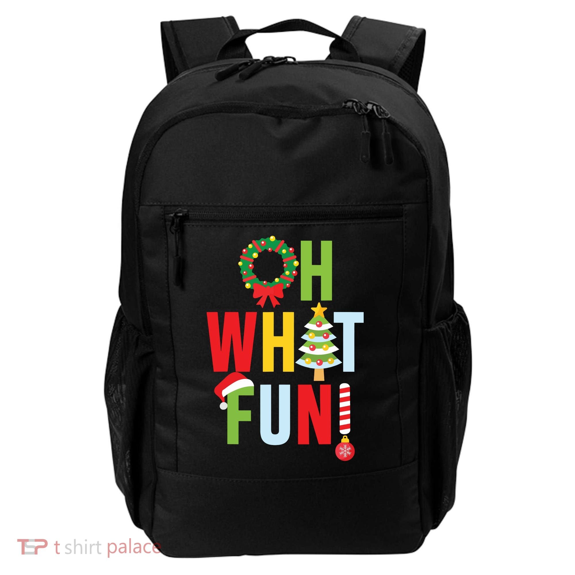 Oh What Fun Christmas With Wreath And Tree Backpack