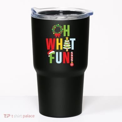 Oh What Fun Christmas With Wreath And Tree Tumbler