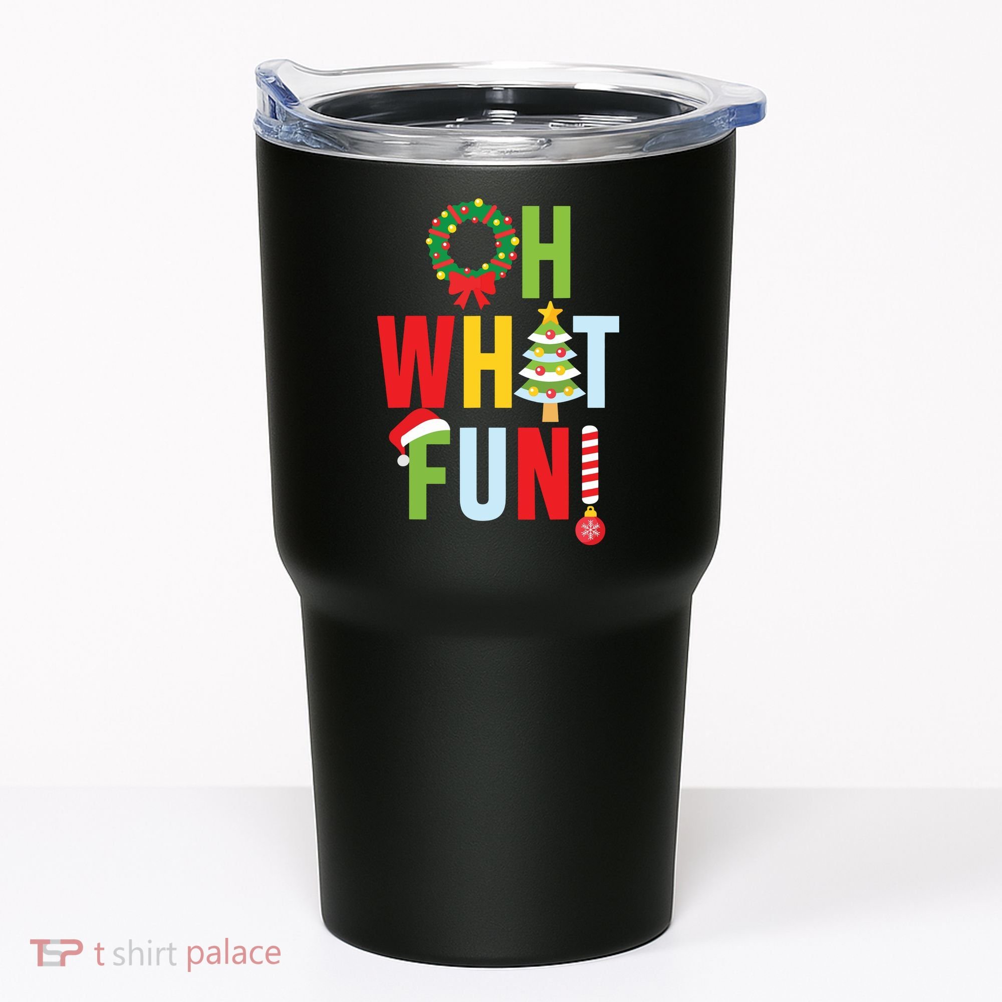Oh What Fun Christmas With Wreath And Tree Tumbler