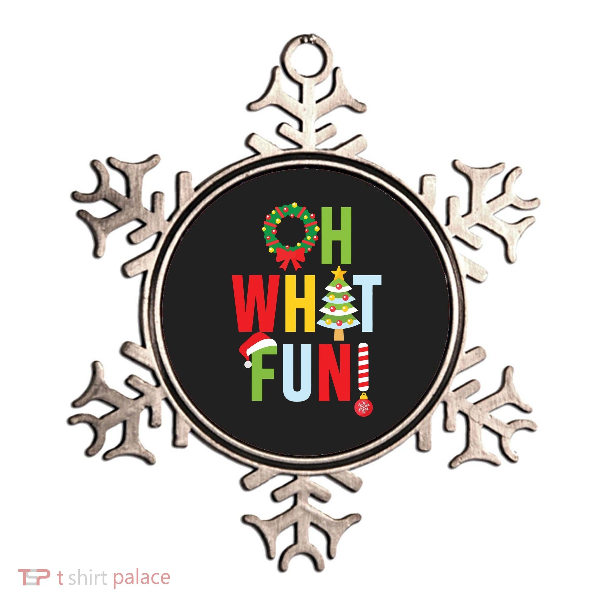 Oh What Fun Christmas With Wreath And Tree Ornament