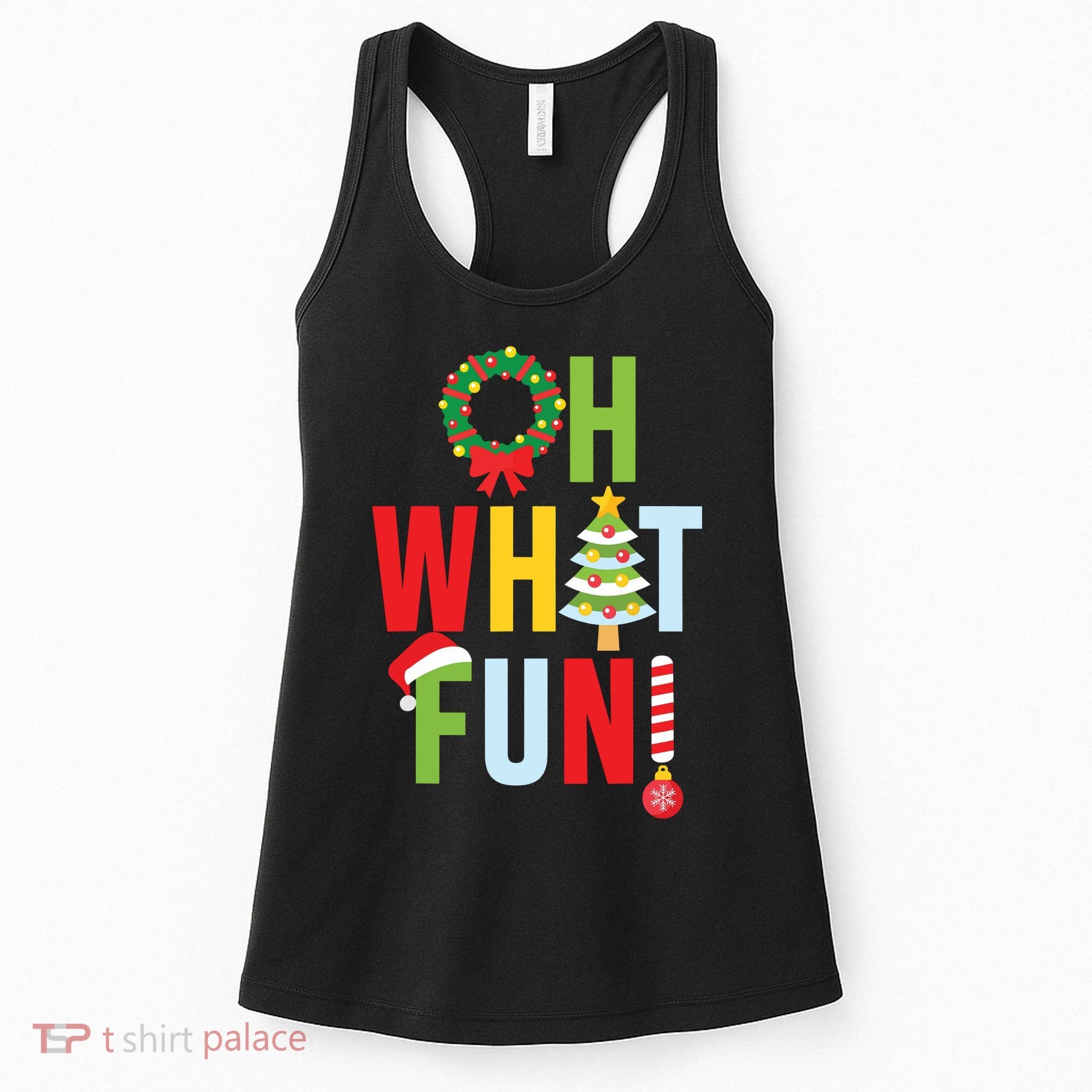 Oh What Fun Christmas With Wreath And Tree Women's Tank Top