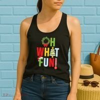 Oh What Fun Christmas With Wreath And Tree Women's Tank Top thumb 2