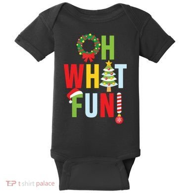 Oh What Fun Christmas With Wreath And Tree Baby Bodysuit