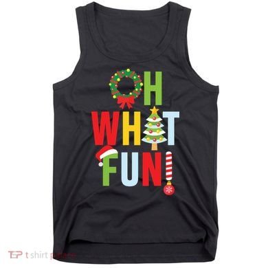 Oh What Fun Christmas With Wreath And Tree Tank Top