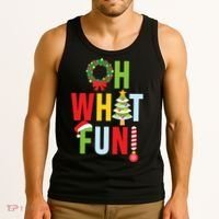 Oh What Fun Christmas With Wreath And Tree Tank Top thumb 3