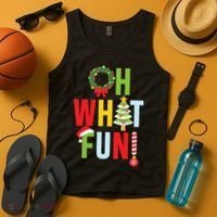 Oh What Fun Christmas With Wreath And Tree Tank Top thumb 4