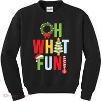 Oh What Fun Christmas With Wreath And Tree Kids Sweatshirt thumb 0