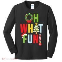 Oh What Fun Christmas With Wreath And Tree Kids Long Sleeve Shirt thumb 0